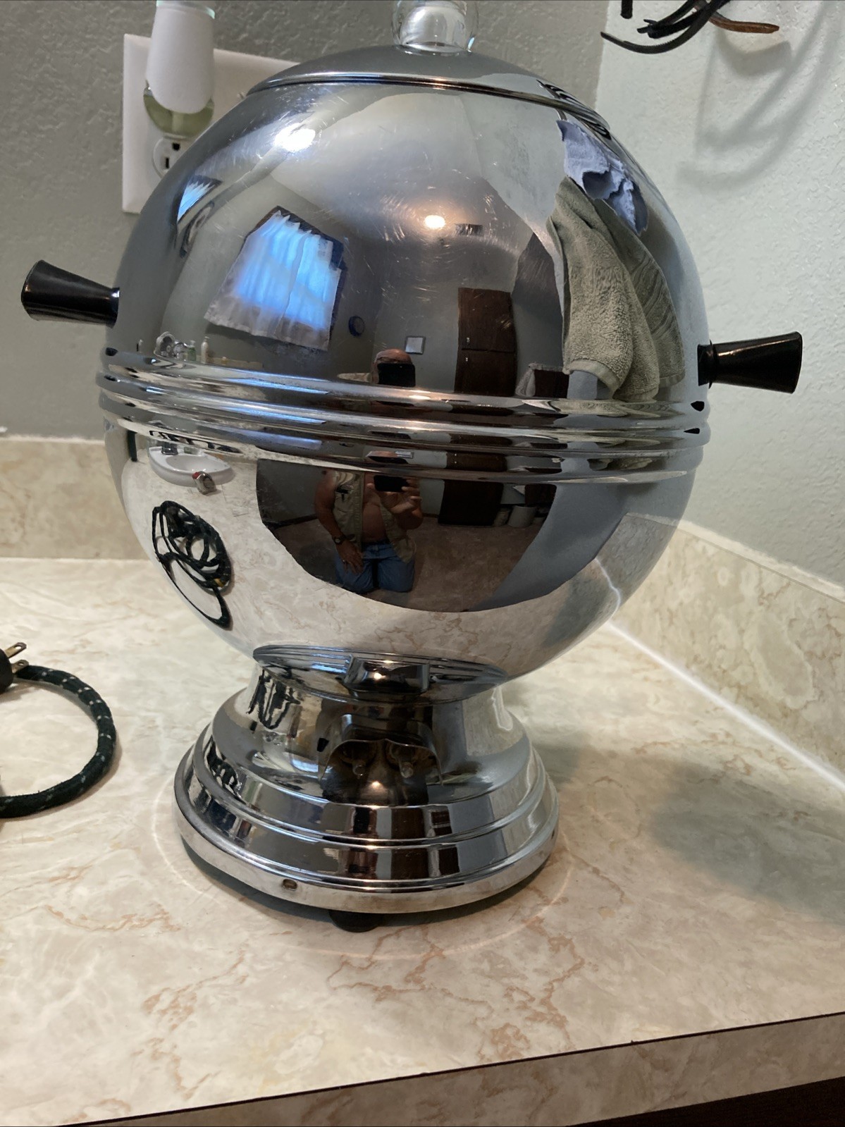 Vtg La Belle Silver Co. Chrome Ball Shape Electric Coffee Pot Urn 1955A Working
