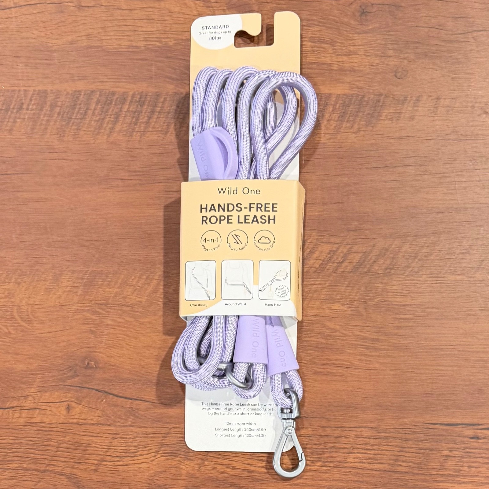 Wild One Adjustable Hands-Free Standard Rope Leash - Lilac - BRAND NEW