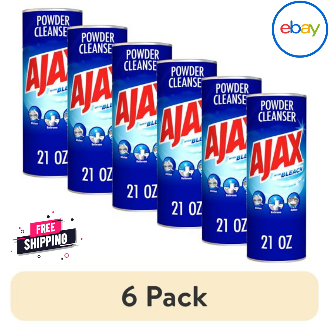 (6 pack) Ajax Powder Cleanser with Bleach, Scratch-Free Formula, 21 oz Bottle