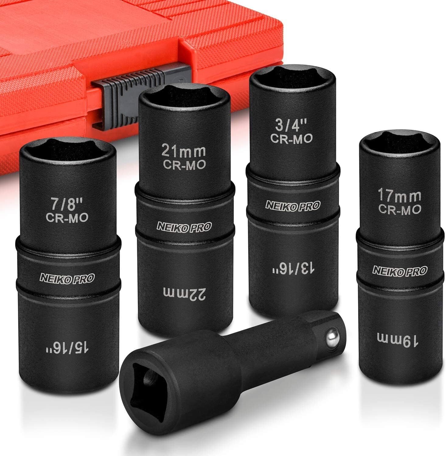 1/2 Inch Drive Impact Socket Set Flip Socket Set Chrome Moly Steel 5 Pieces