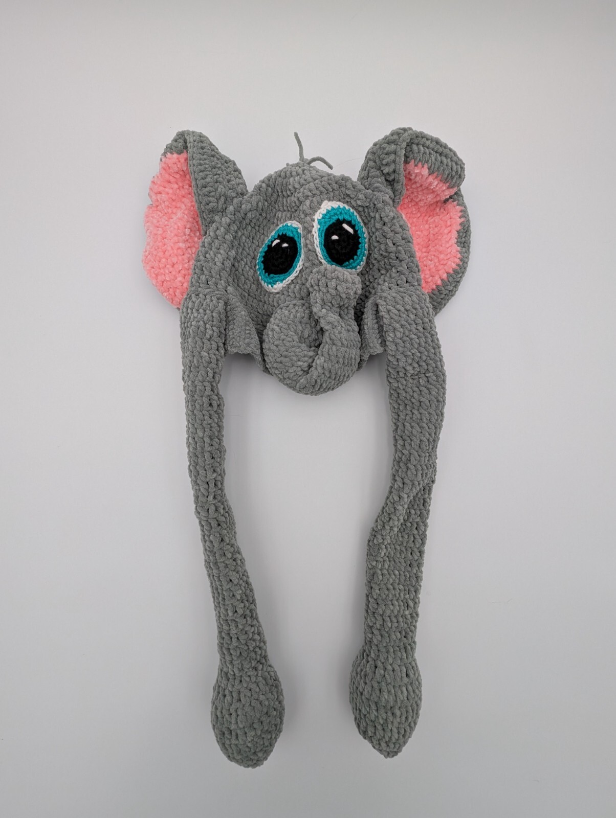 Knottie Hooks Handmade Crochet Elephant Hat with Pop-up Ears - Youth
