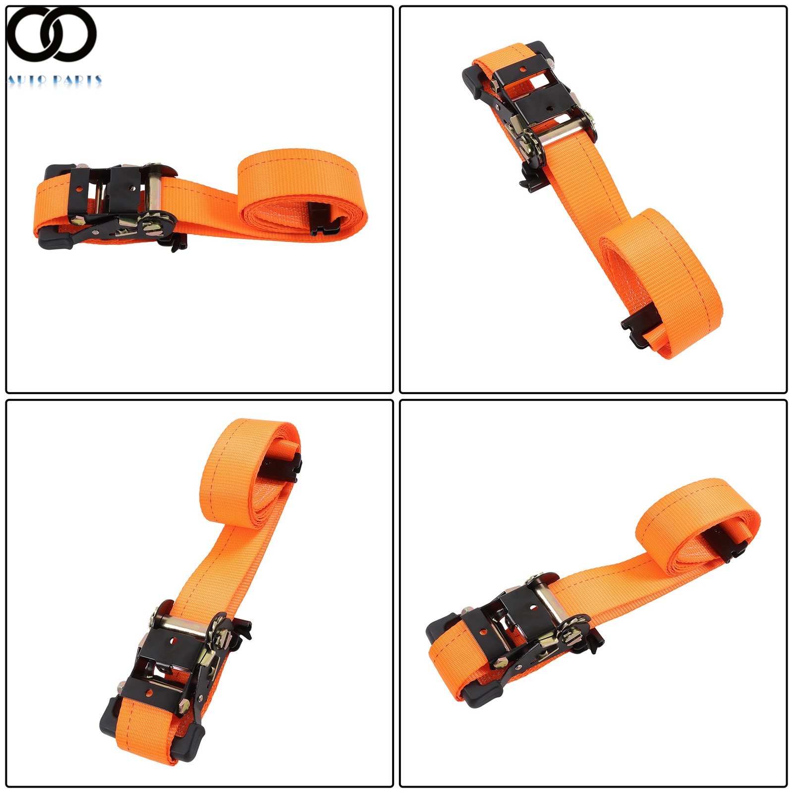2 Pack Wheel Chock Tie Down Strap Kit For Trailer ATV 9' Ratchet Strap Durable