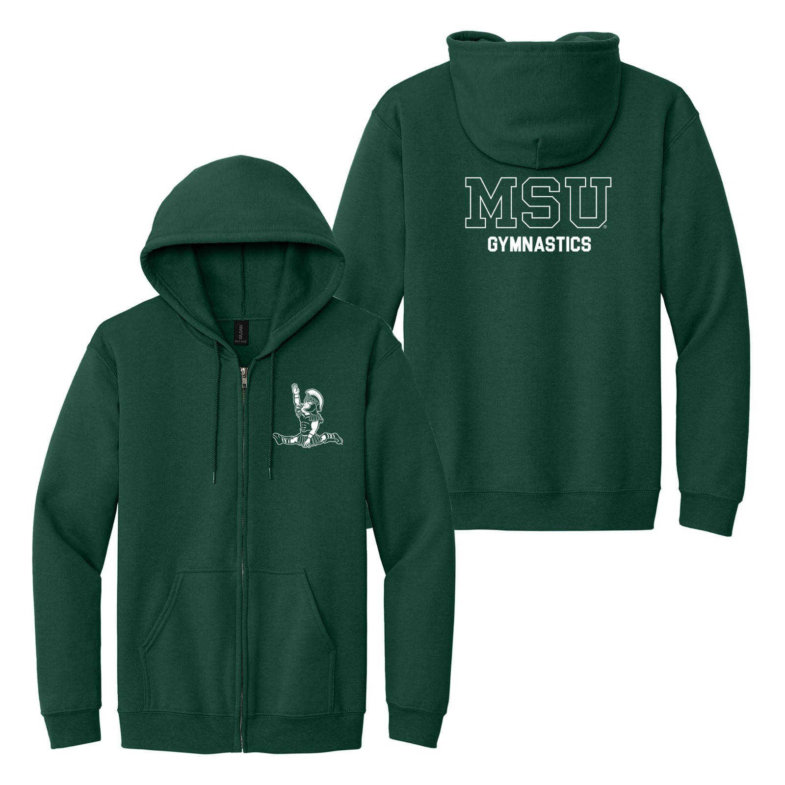 MSU Sparty Gymnastics Mascot Mark LC Zip Hoodie - Forest
