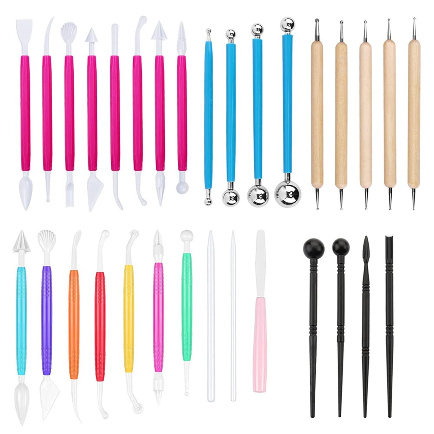 31 Pcs Cake Decorating Tool Set, Fondant Tool, Polymer Clay Tool, Modeling Cl...