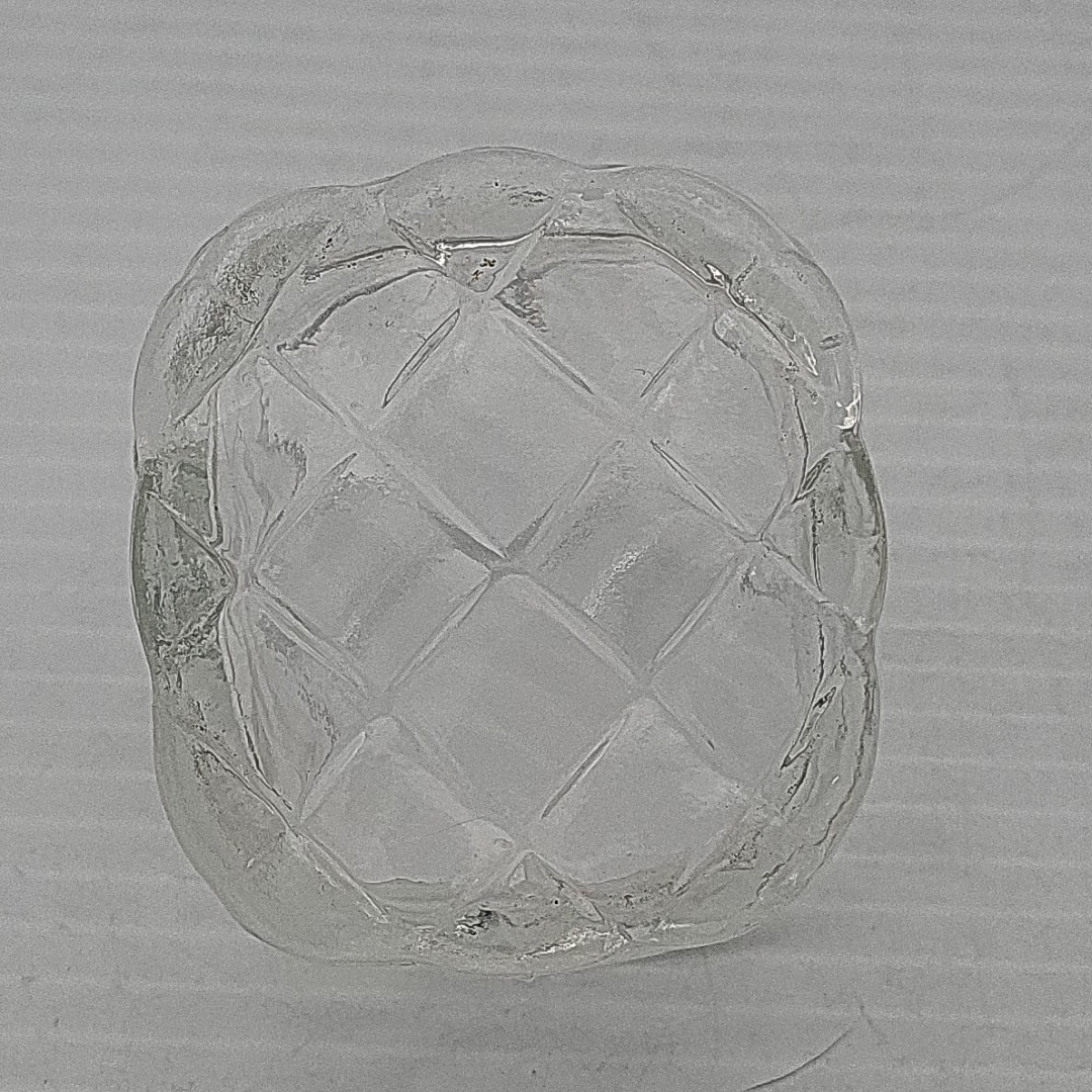 Small Clear Glass Square Open Basket Used