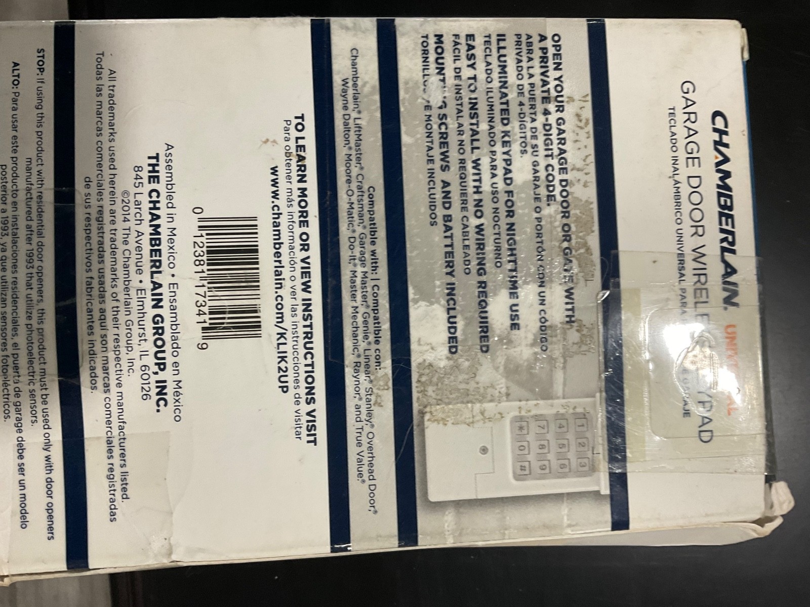 Chamberlain Wireless Keypad Model KLIK2U-P Universal works on most brands