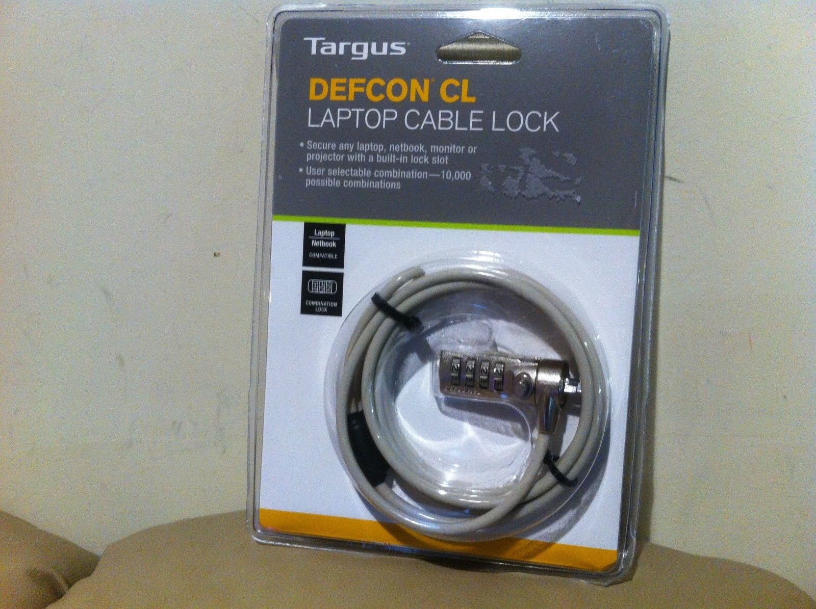 New Targus DEFCON CL Laptop or Netbook Computer Cable Combination Lock Gray