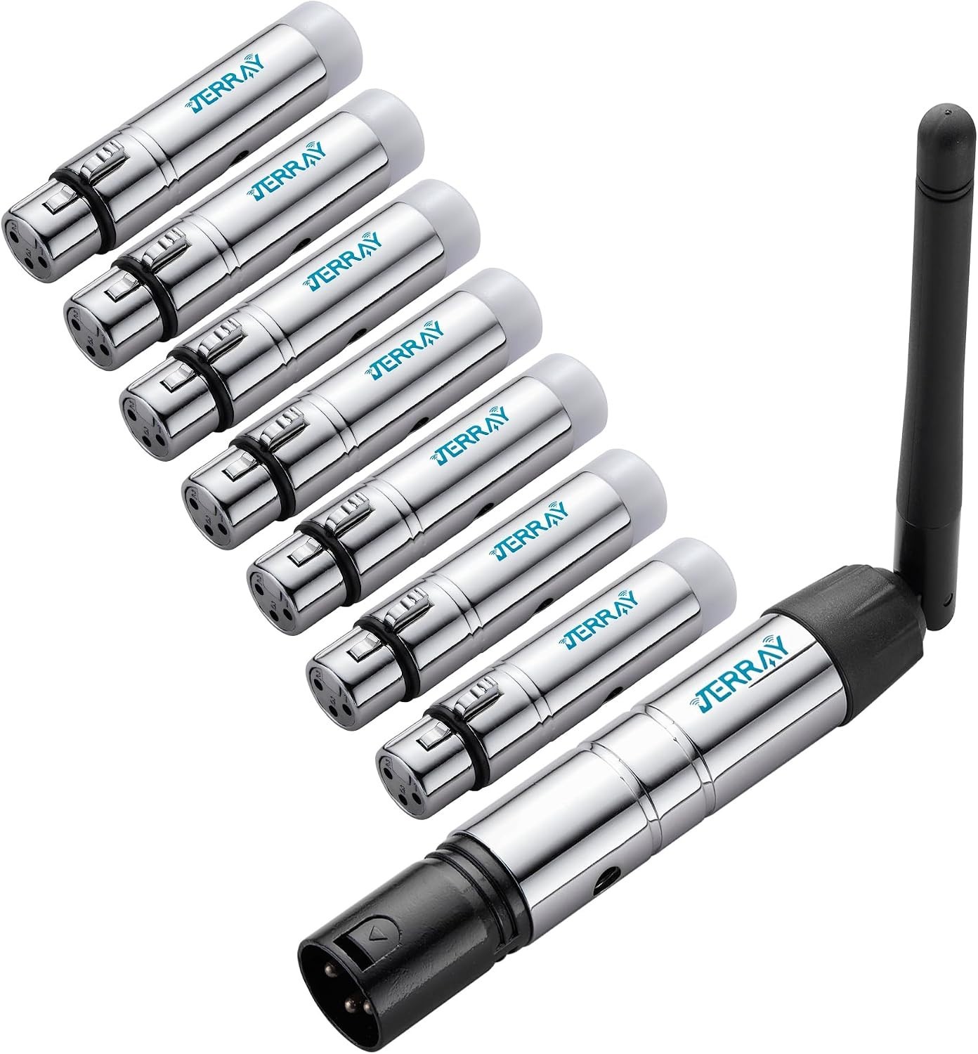 8-Pc Wireless DMX System: 7 Receivers + 1 Transmitter, Silver, 2.4G Technology