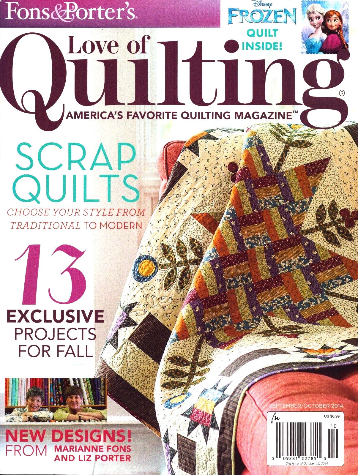Love of Quilting Magazine September October 2014 Frozen Quilt 13 Fall Projects