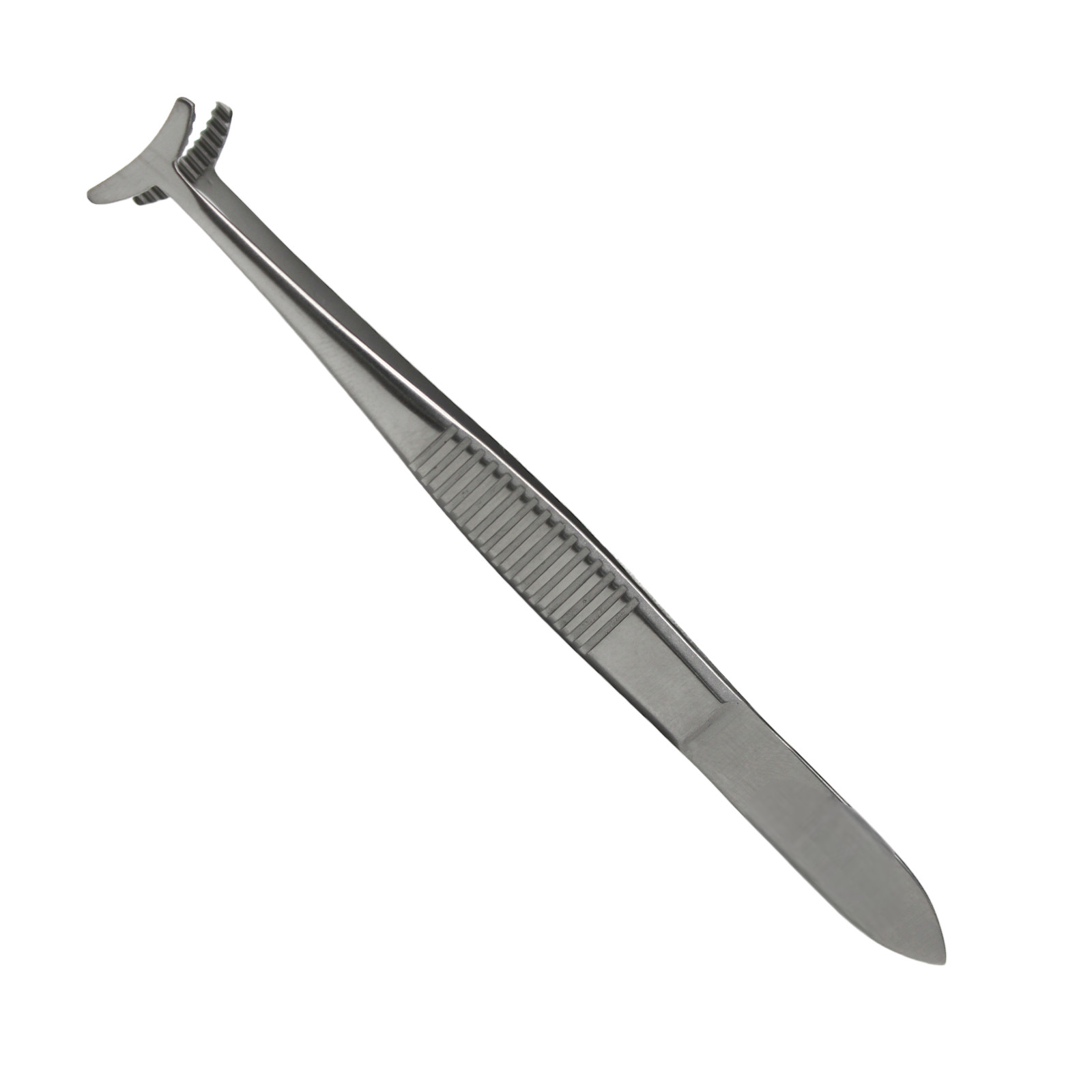 Green Tissue Forceps, 4", T-Shape, 12 mm wide Tips, 19 x 20 Teeth, Premium
