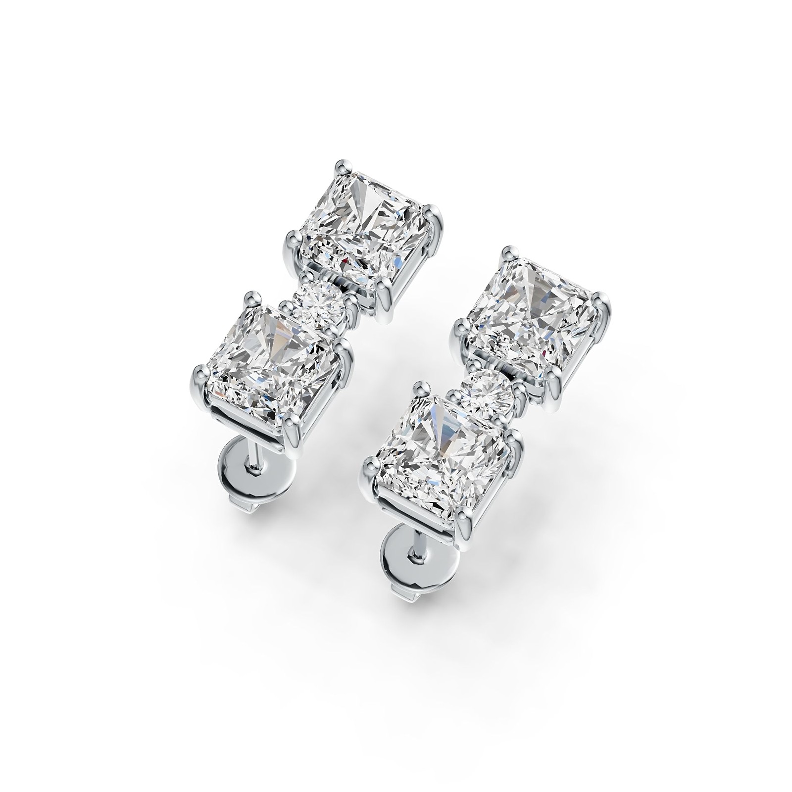Sterling Silver Semi Mount Earrings Setting Emerald OCT 6X6mm