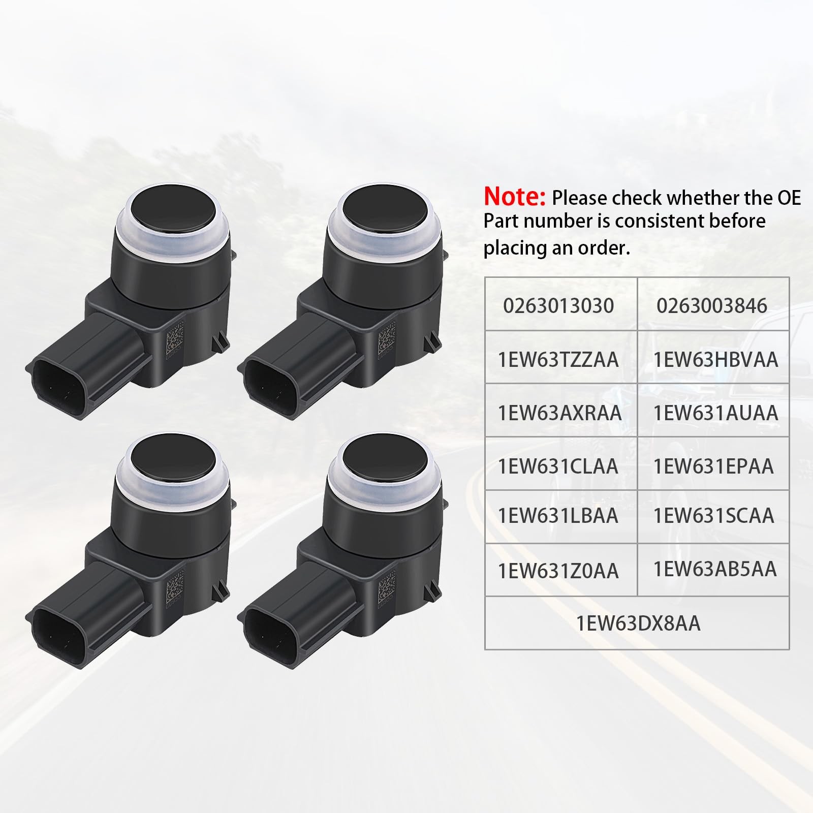 4 Pcs Pdc Parking Assist Sensor - Compatible with Dodge Journey, Durango, Ram 15