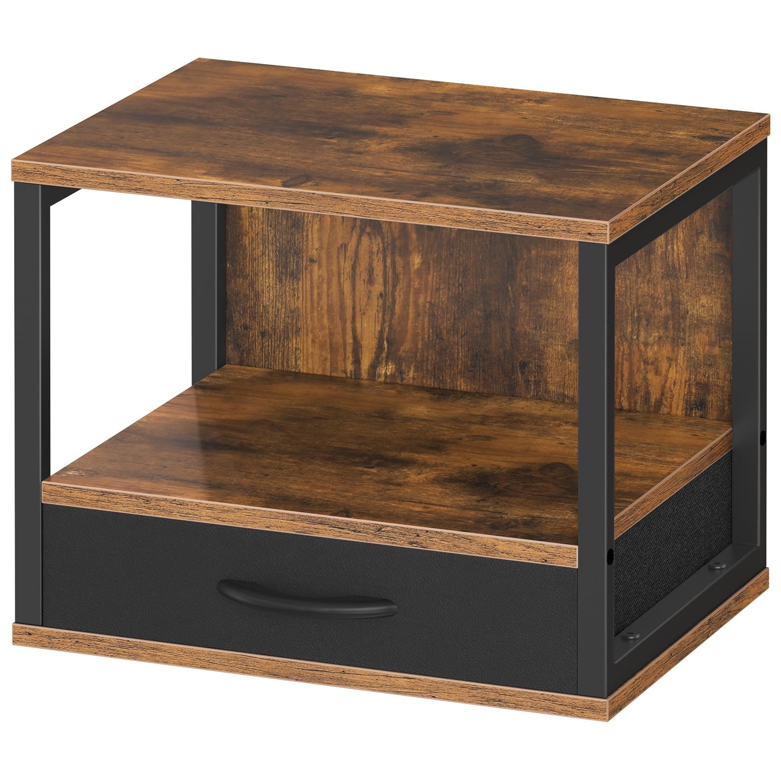 2-Tier Desktop Printer Stand with Drawer, Under-Desk Printer Table with Stora...
