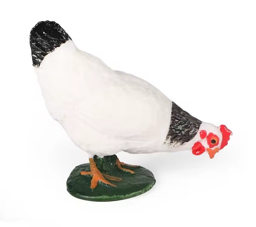 Pecking White Hen Animal Figure Toy PVC Wildlife Small Figurine Birthday Gifts