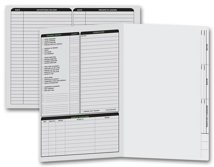285 Real Estate Folder Left Panel List Letter Size Gray 11 3/4 x 9 5/8" QTY 50