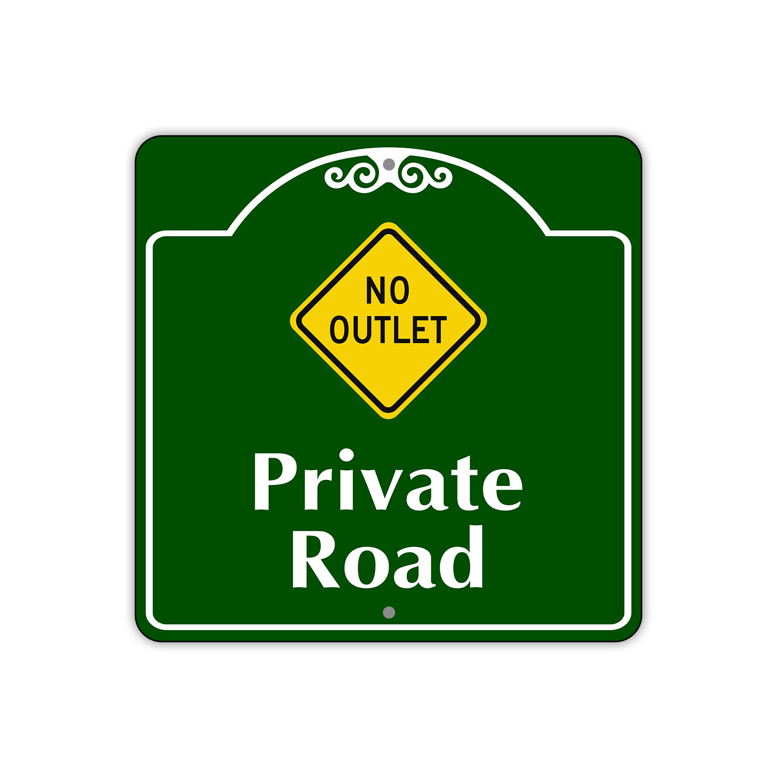 No Outlet Private Road Sign Road Street Dead End Aluminum Metal Tin Sign 12"x12"