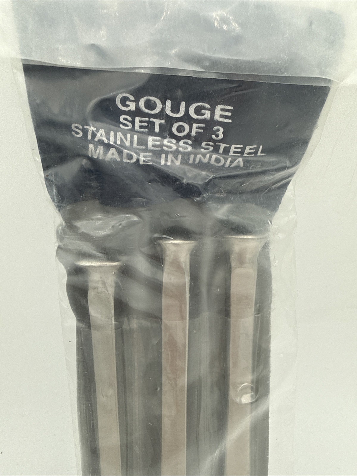 Set Of 3 Stainless Steel Woodworking Gouges 6 3/8” India NIP