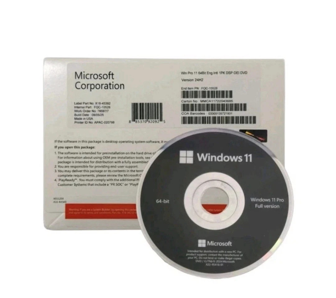 Windows 11 Professional 64Bit DVD & Product Key Factory Sealed Fast US Shipping