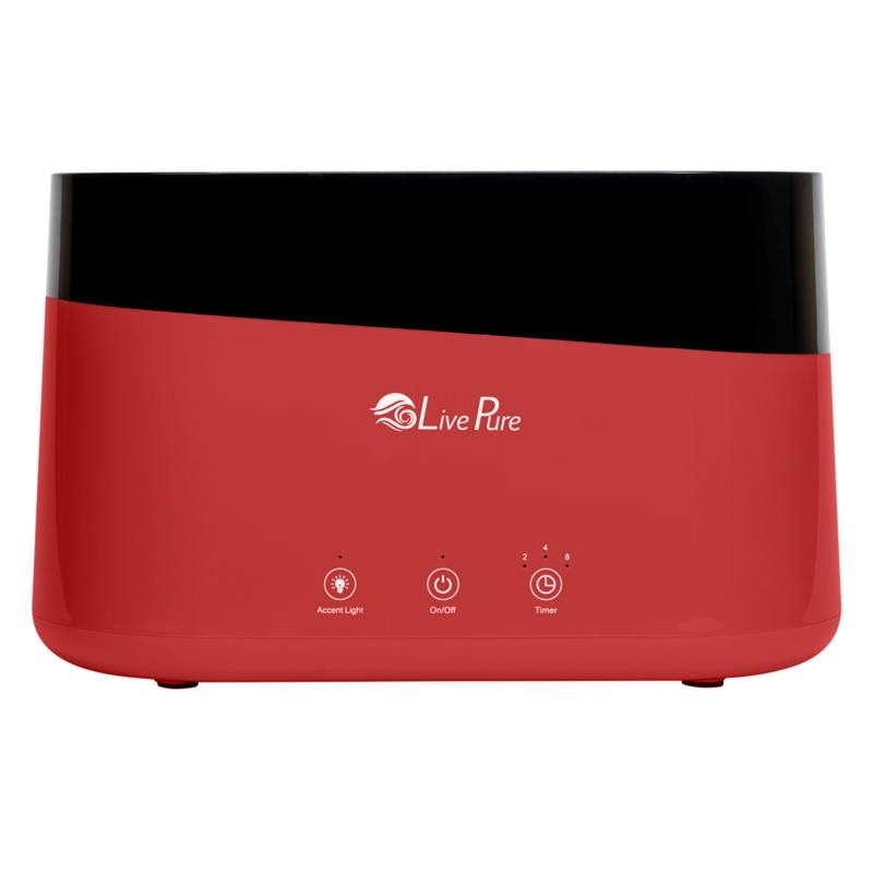 **Livepure Aquaflame Ultrasonic Humidifier w/ Ultrasonic Mist Technology—Red