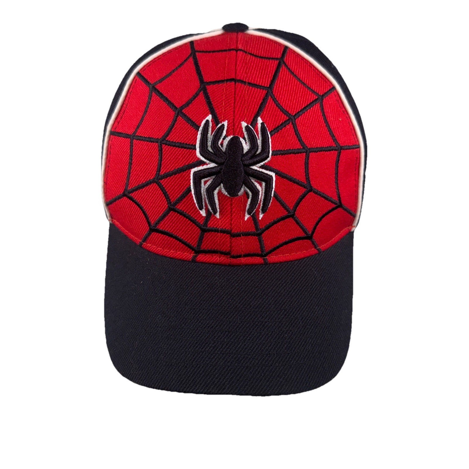 Spider in Web Black Red White on Youth Hat Cap Hook Loop KAtethos