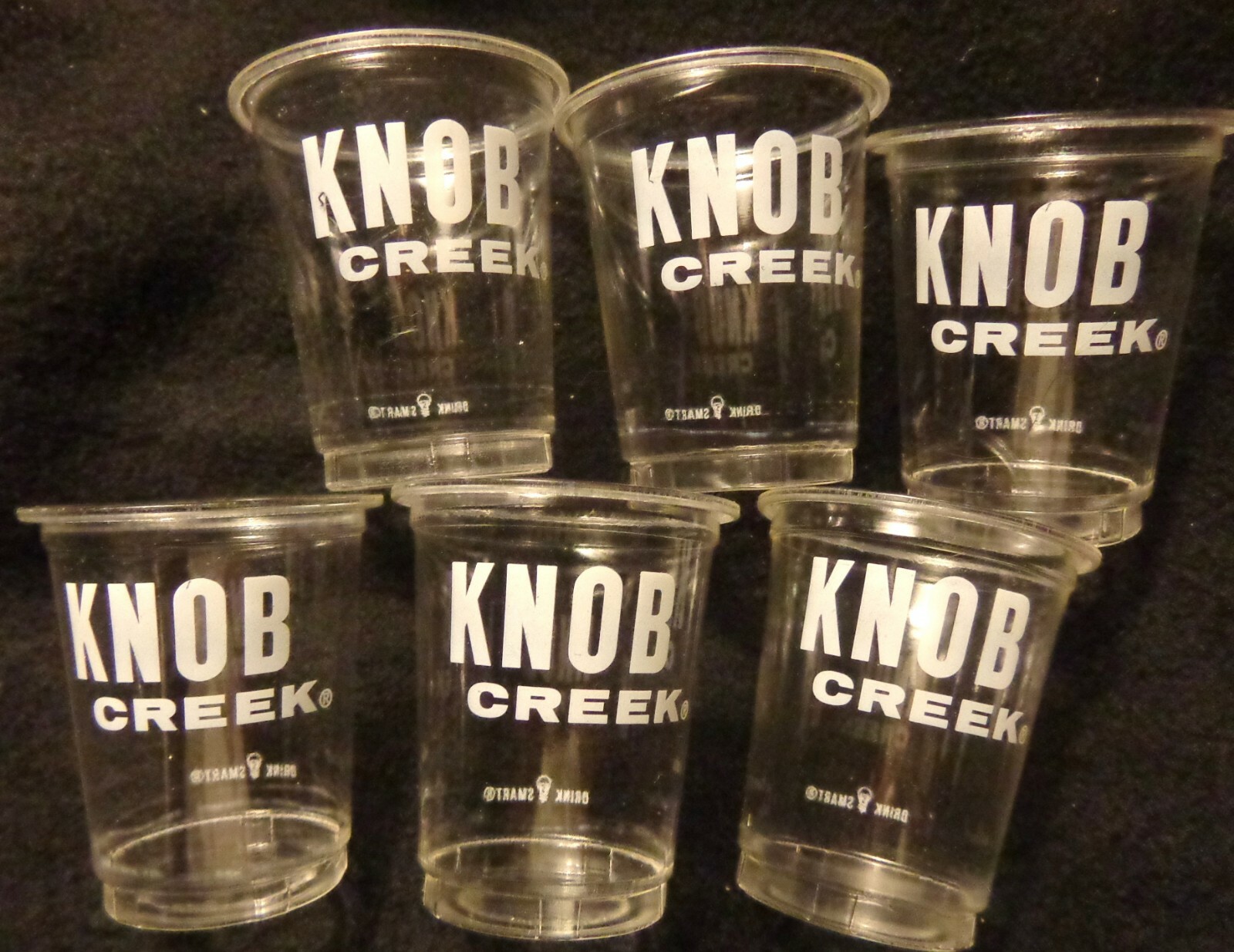 Knob Creek Bourbon Whiskey - Set of 6 Plastic Shot Glasses - Lightweight - NEW
