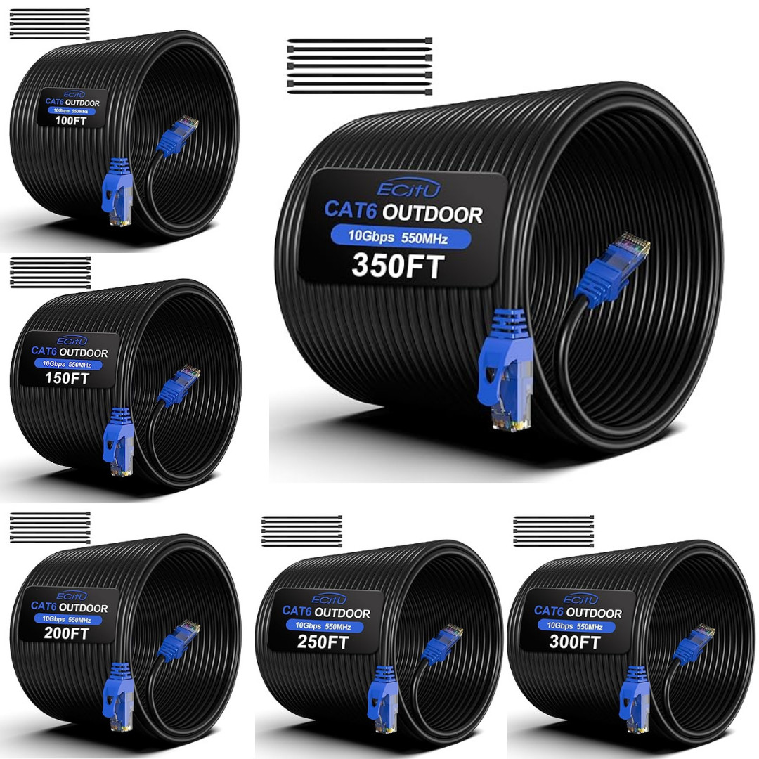 Cat6 Outdoor Ethernet Cable In-Ground Heavy Duty Direct Burial 24AWG CC...