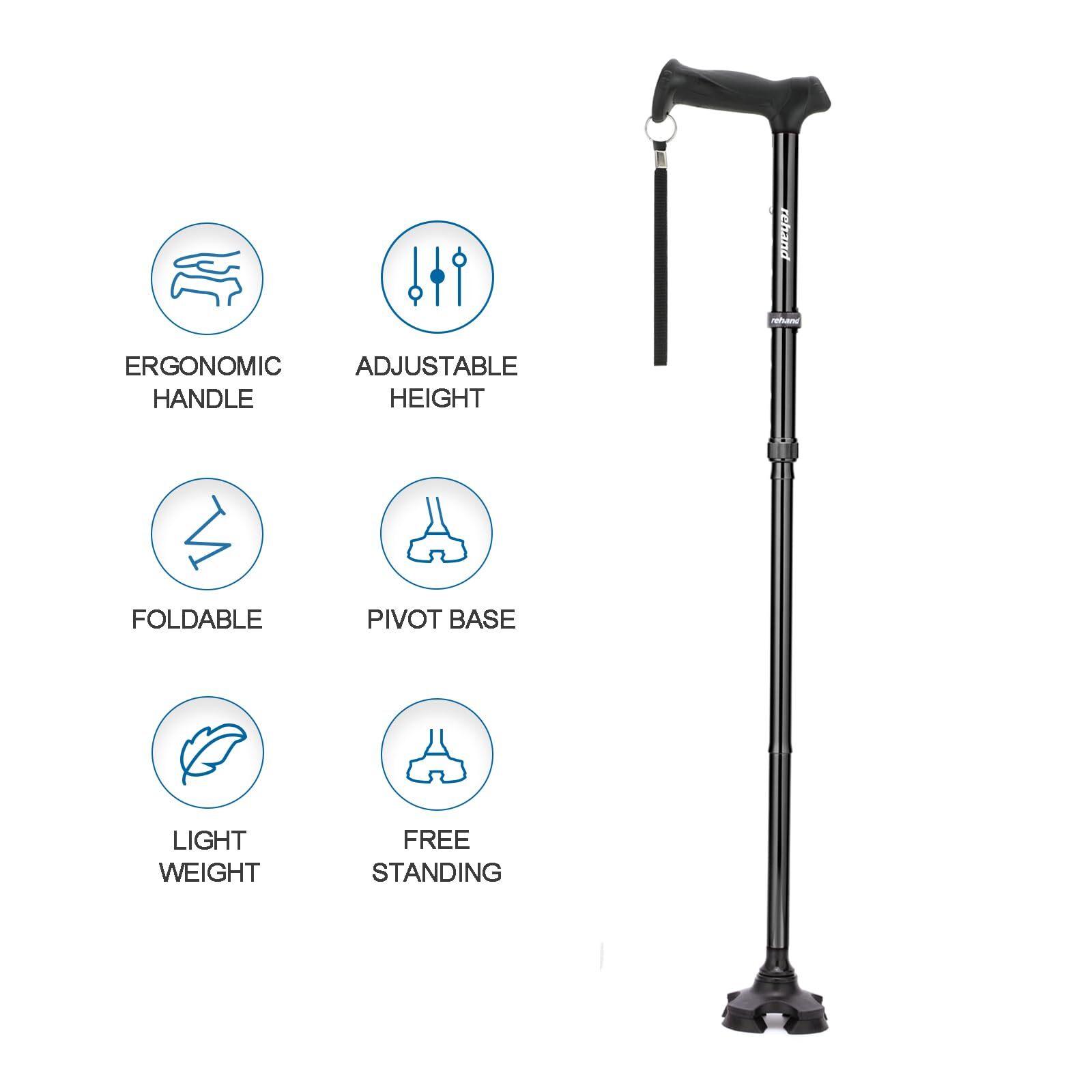 Walking Cane for Men & Women - Foldable Adjustable Lightweight Self Standing ...