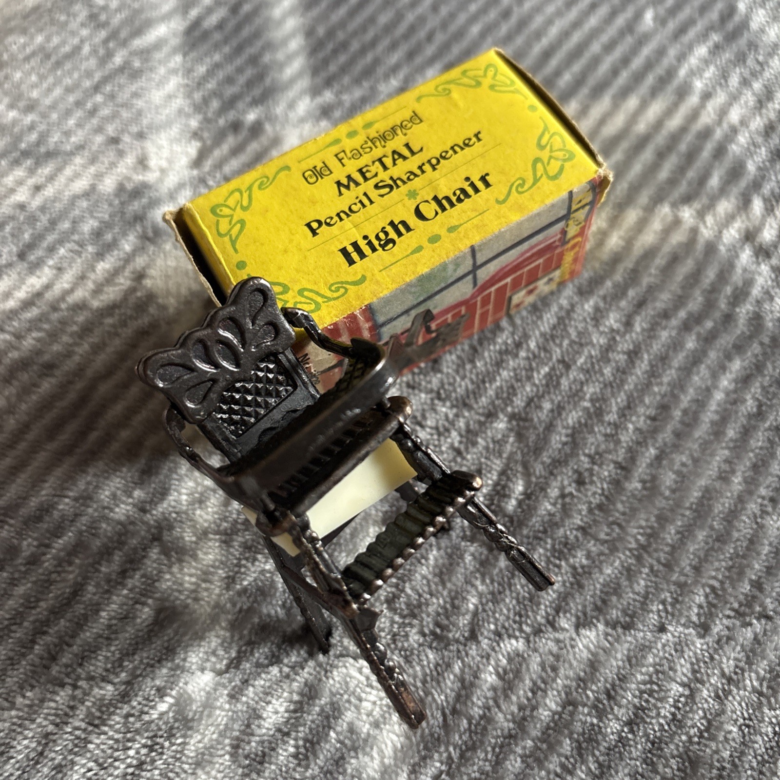Vintage Die-Cast Metal Miniature Bronze Finish High Chair Pencil Sharpener