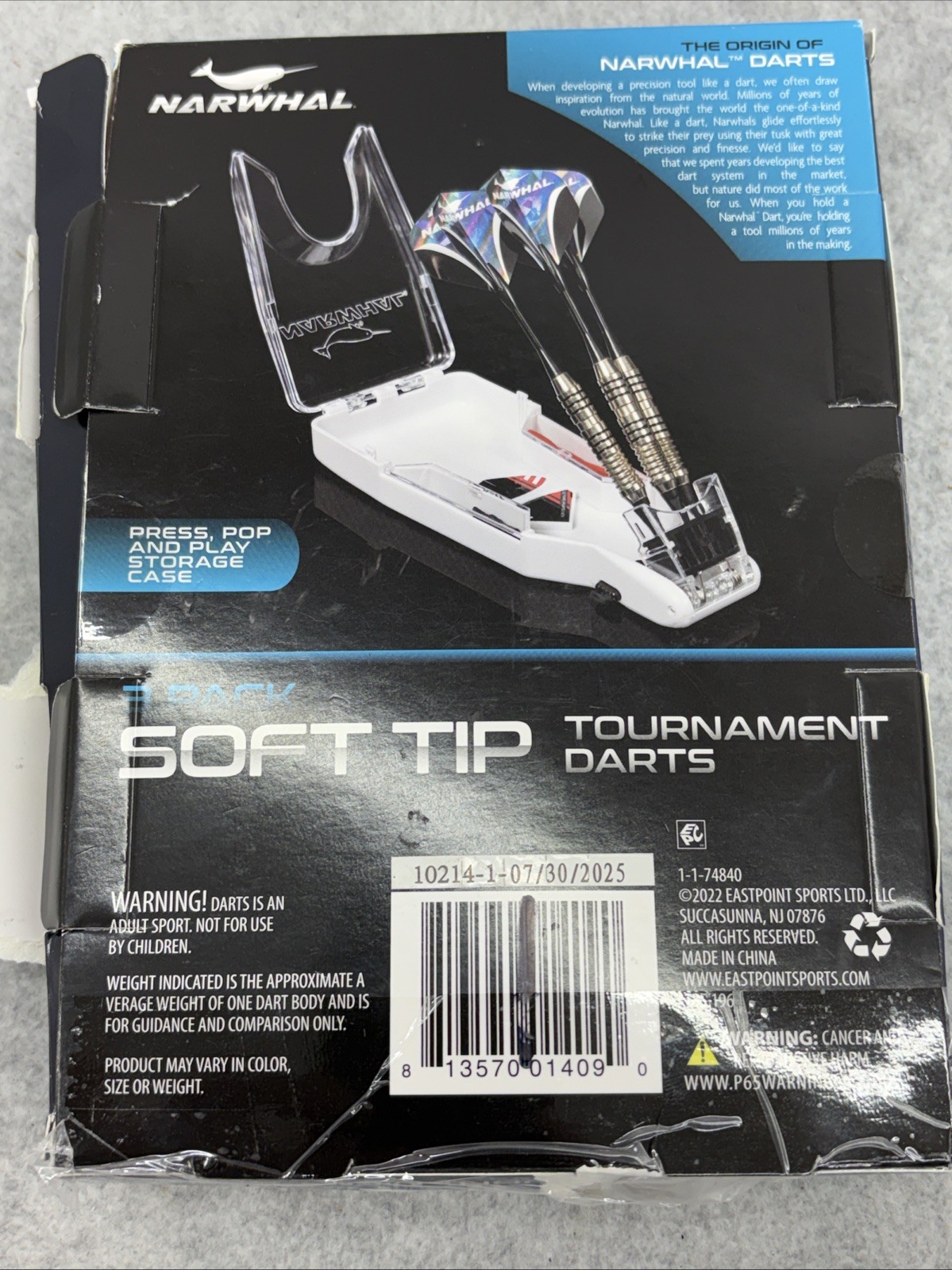 3 Narwhal 18 Gram Soft Tip Tournament Darts Storage Case 3 Pack NEW Damaged Box