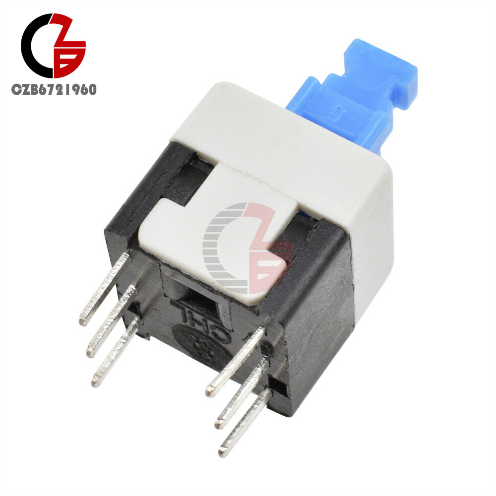 20pcs Cap Self-locking Type Square Blue 8X8mm Button Switch Control