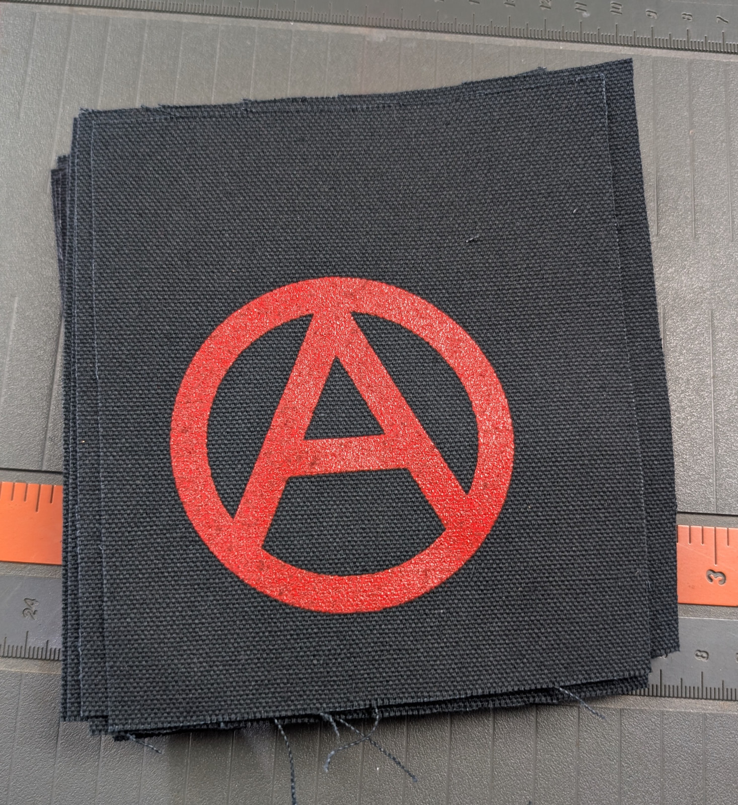 Anarchy Symbol Fabric Punk/Metal Patch - Screenprinted on canvas - 4.5"x4.5"
