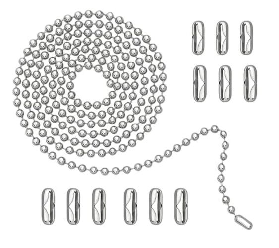 120" Ceiling Fan Pull Chain Extender - Stainless Steel Ball Chain with 12