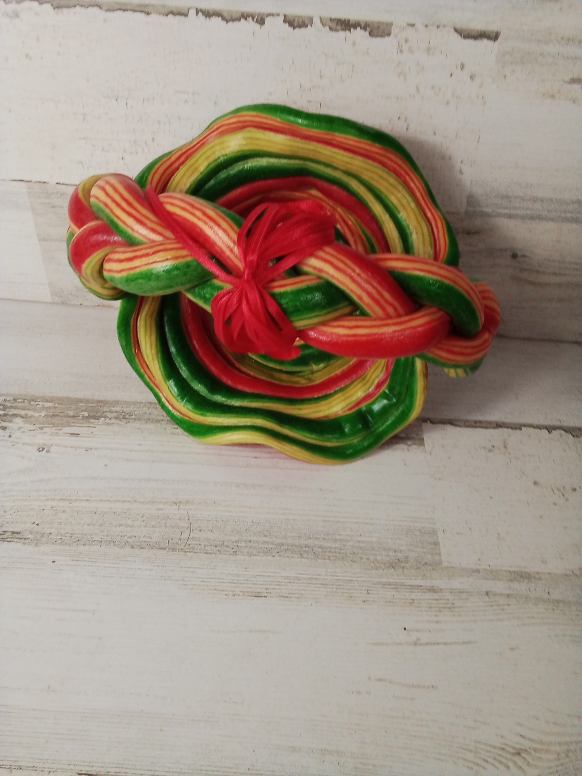 Hard Plastic Multi Color Braided Funky Cool Basket Beautiful Decor