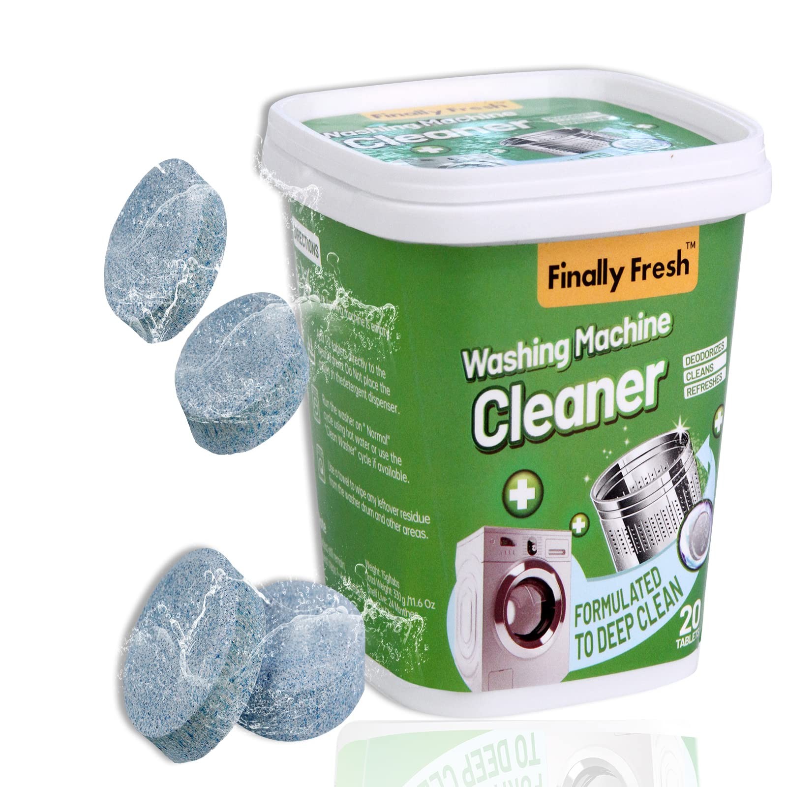 Finally Fresh Washing Machine Cleaner for Front Loaders 20 Count (Pack of 1)