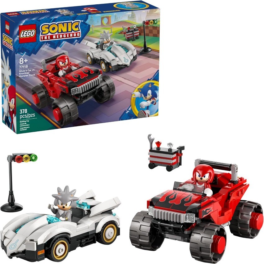 LEGO Sonic The Hedgehog Silver’s Car vs. Knuckles’ Monster Truck Bui 77118🎁Kids
