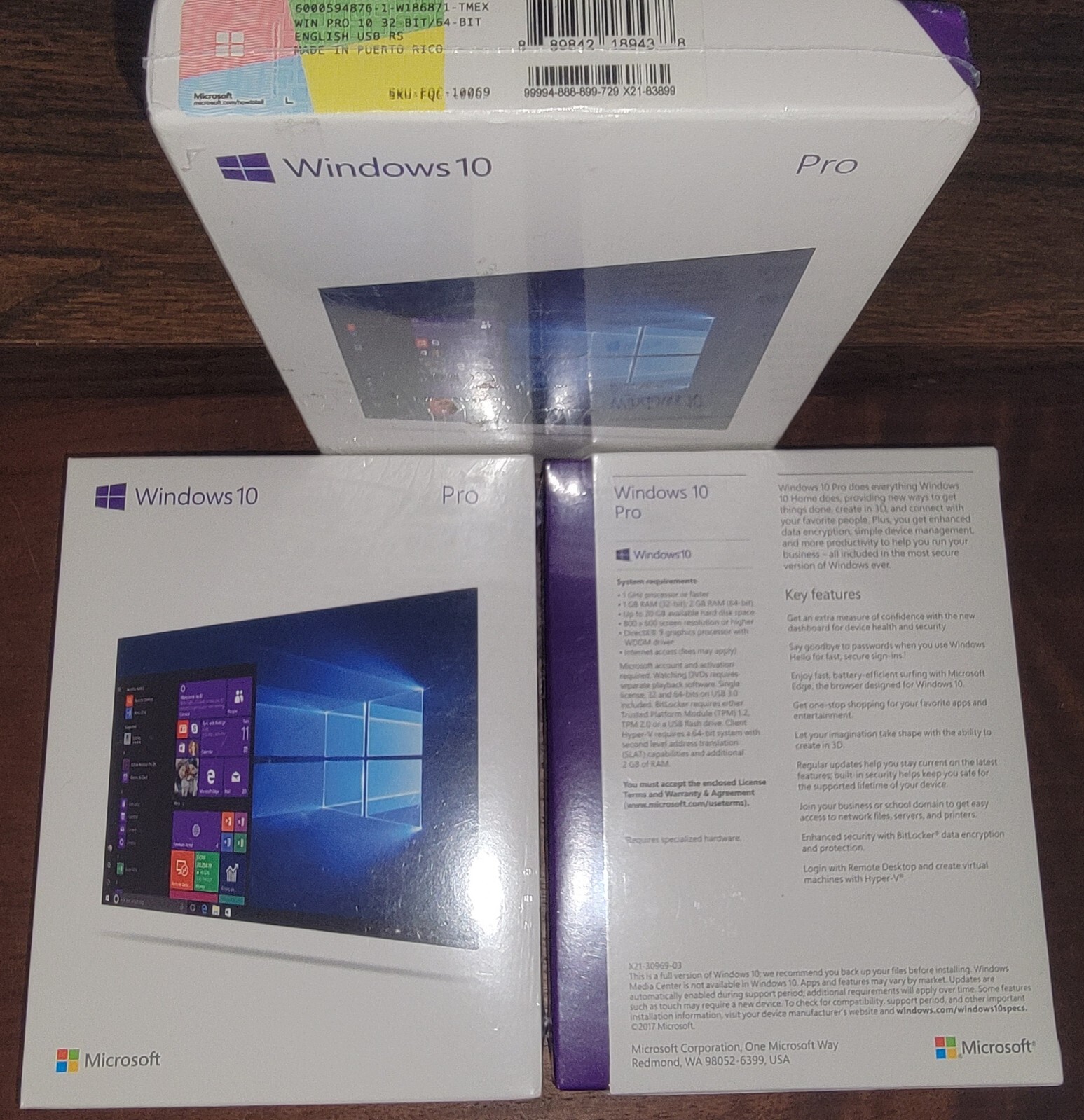 Microsoft Windows 10 Professional,SKU FQC-10069,Sealed Box,32-bit,64-bit,USB 3