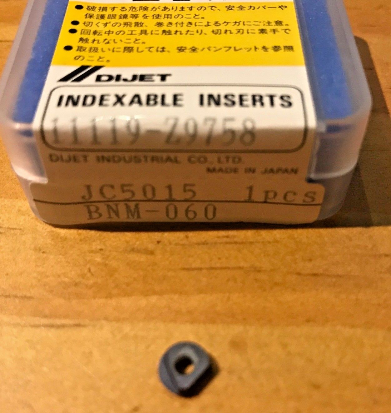 DIJET Carbide Inserts -  JC5015 BNM 060 11119-Z9758 - Qty. 1  NEW IN BOX