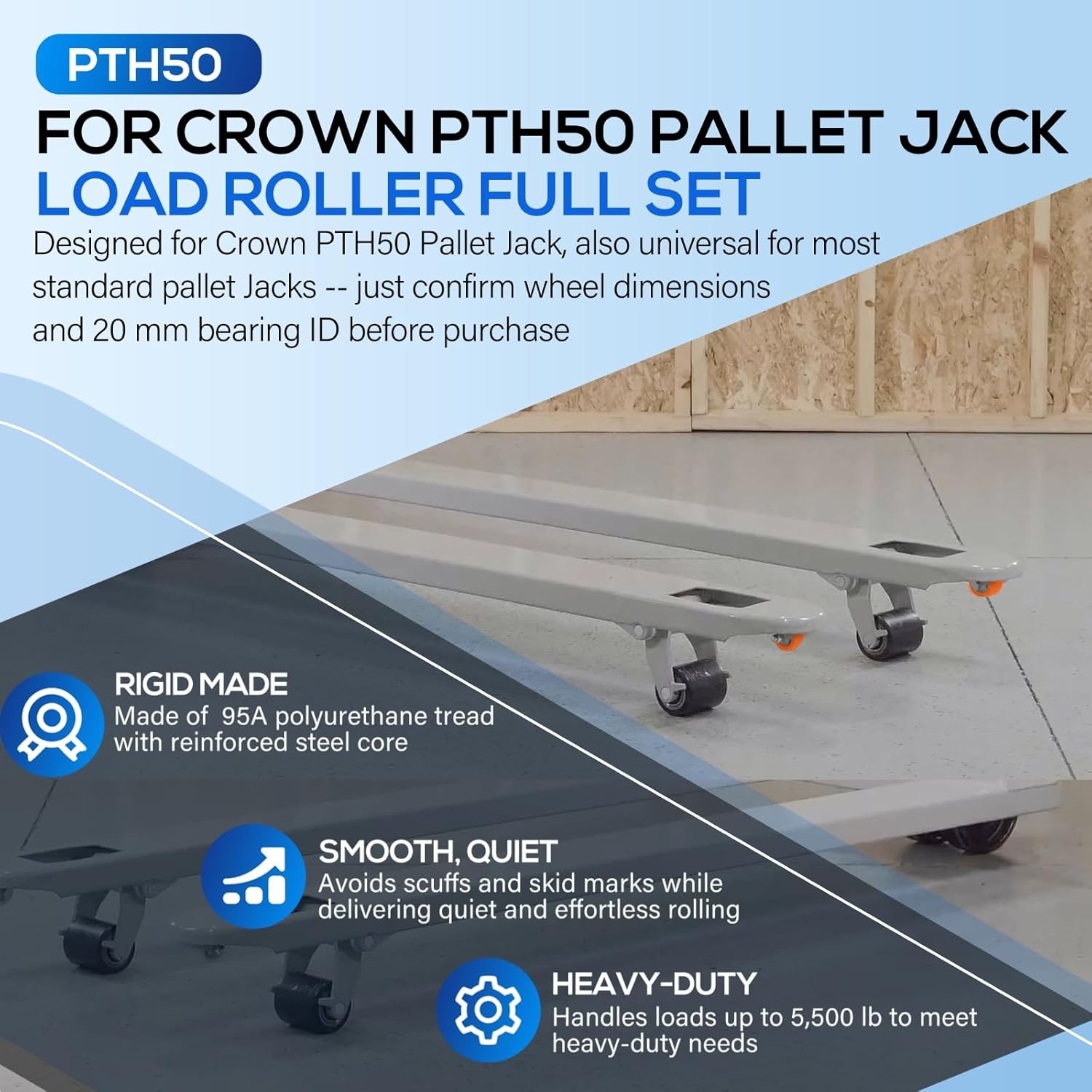 For Crown PTH50 Pallet Jack Front Load Wheels Replacement Kit Complete Tool