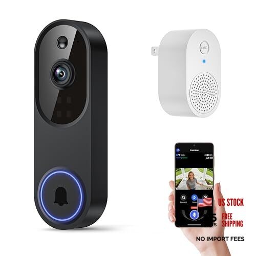 1080p Wireless Wi-Fi Video Doorbell Camera with Two Way Audio, Night Vision,