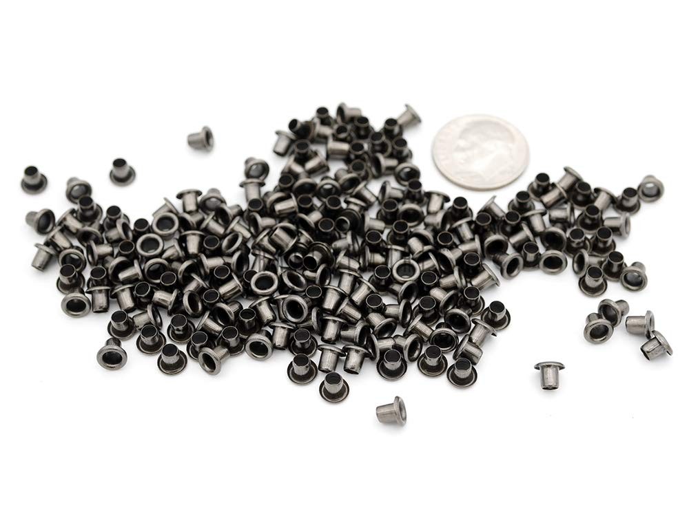 CRAFTMEMORE 2MM Hole 200PCS Tiny Grommets Eyelets Self Backing 2 mm, Gunmetal