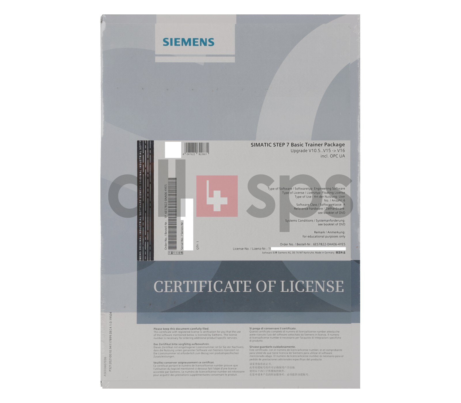 SIMATIC STEP 7 BASIC TRAINER PACKAGE V16 - 6ES7822-0AA06-4YE5 (NS)