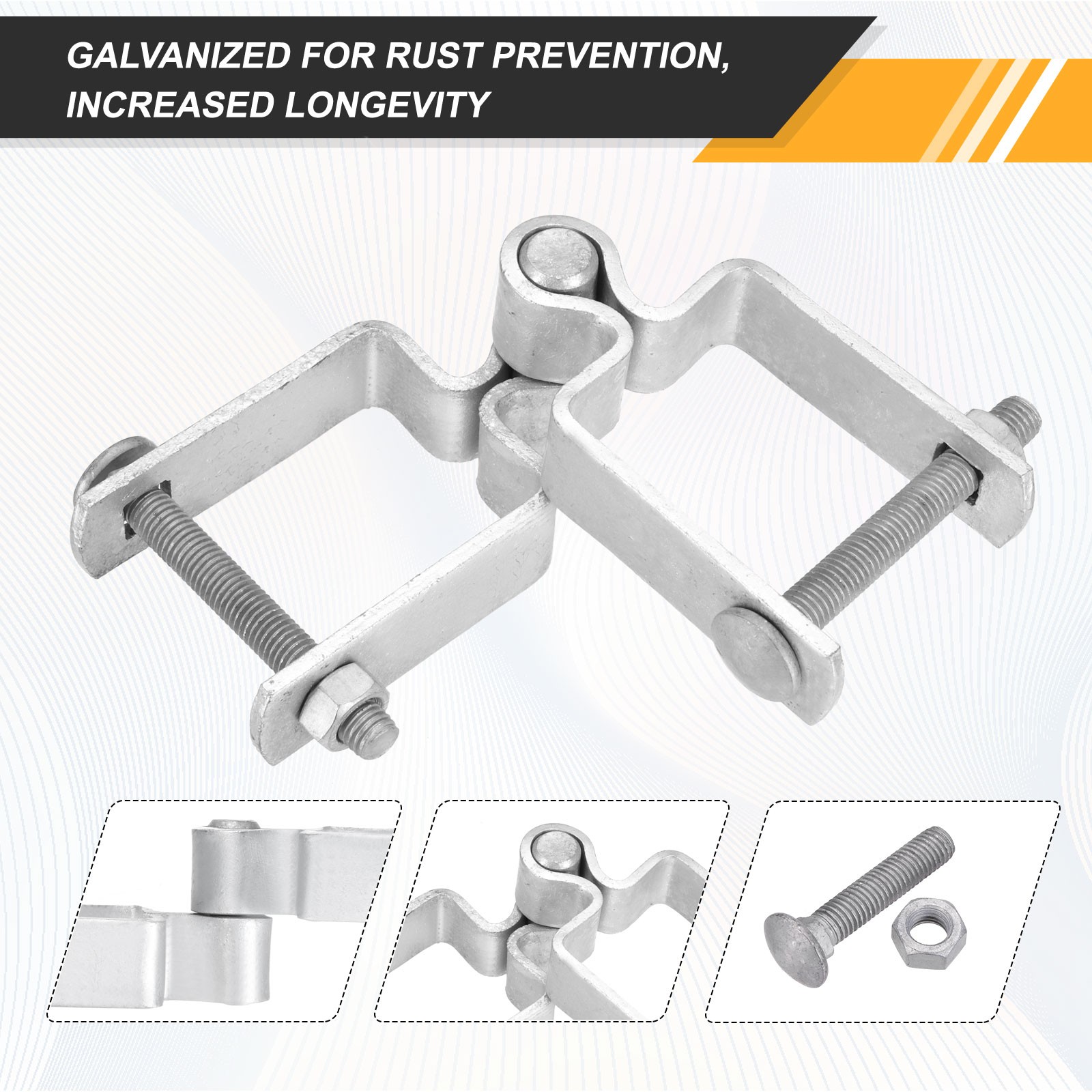 2"x2" Chain Link Fence Gate Post Hinge with Bolt&Nut for Square Pipe