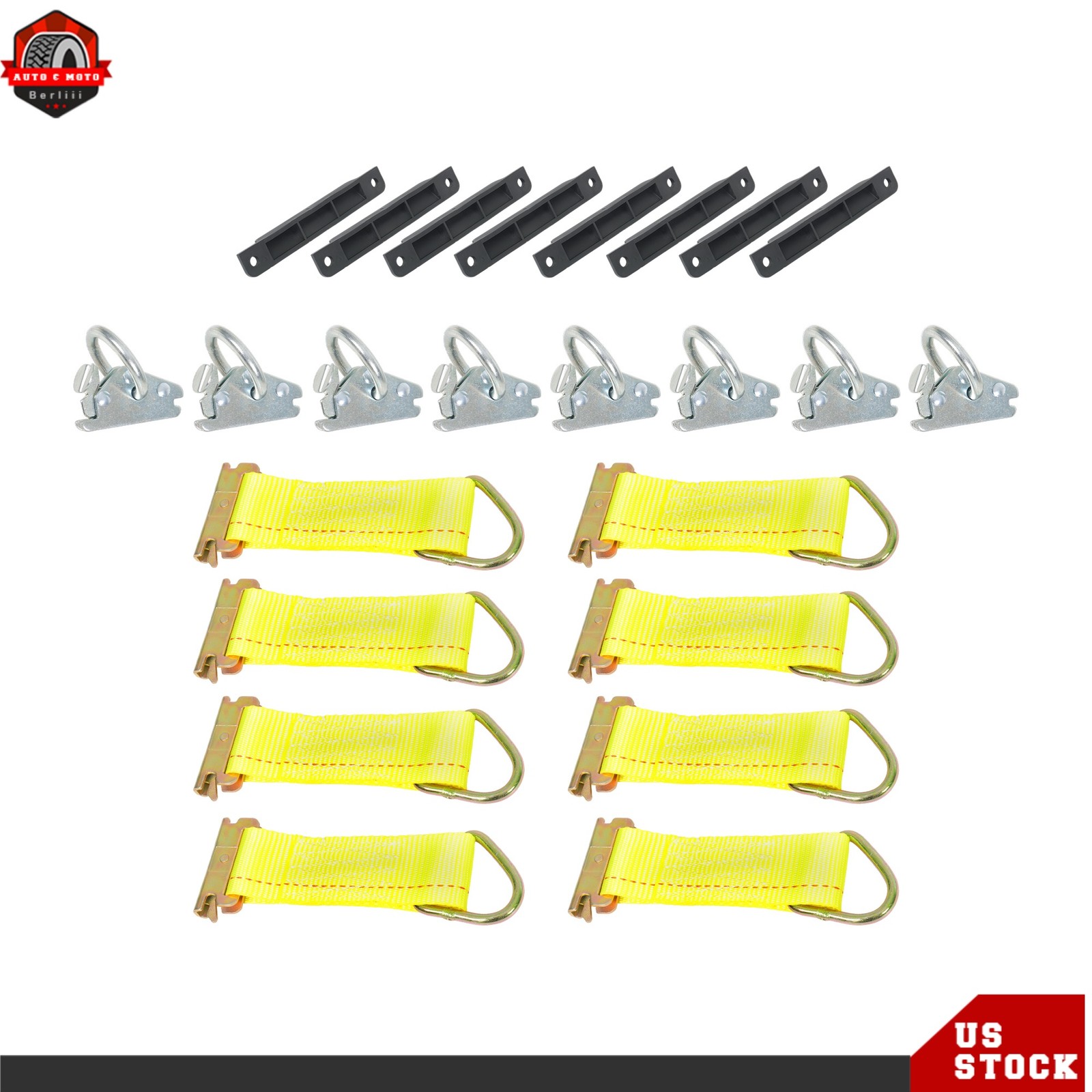 8' E Track Tie Down Enclosed Trailer 30 Pack With End Caps Straps Rings For ATV