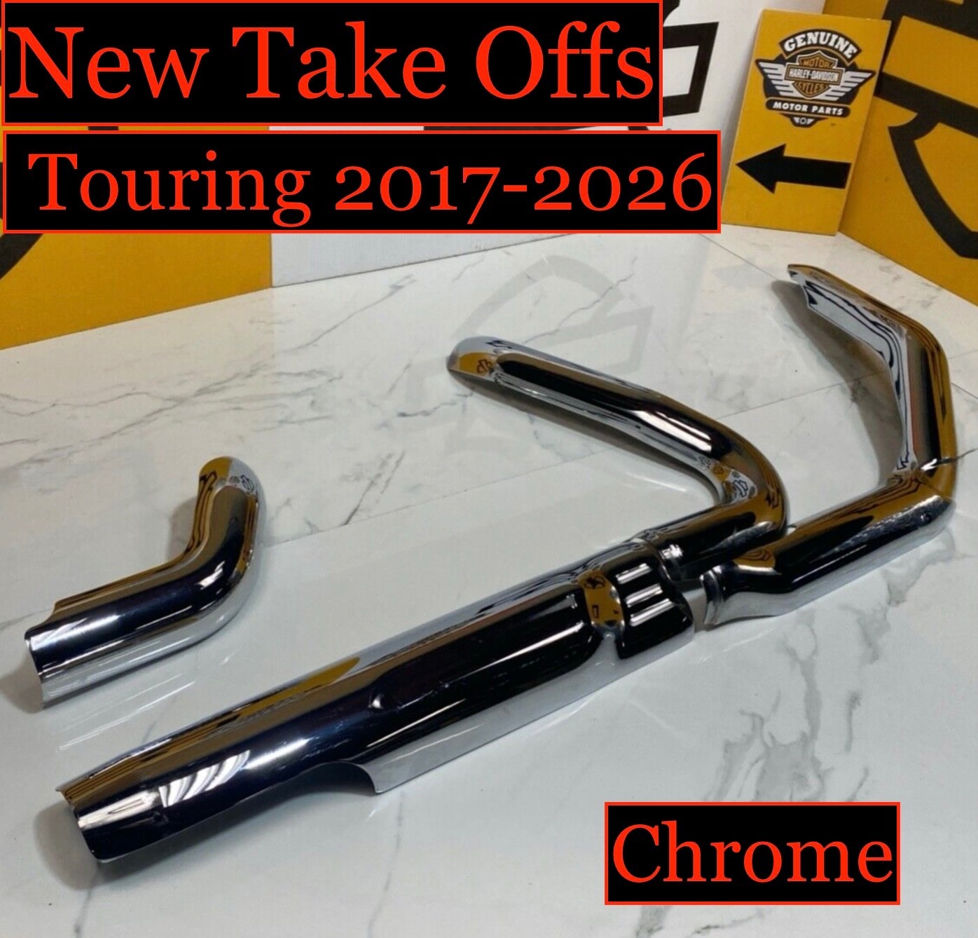 17-25 OEM Harley-Davidson Touring Exhaust Header Pipe Heat Shields Chrome NTO