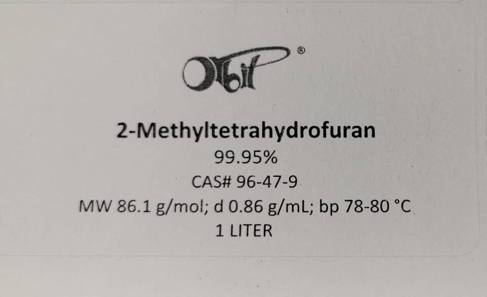 2-METHYL TETRAHYDROFURAN 99.9+% (1 LITER) Replaces THF or Diethyl Ether Solvent