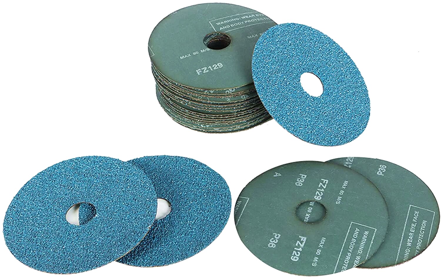 100 PACK 115mm Zirconia Resin Fiber Disc 80 Grit 4-1/2" Grinding & Sanding Discs
