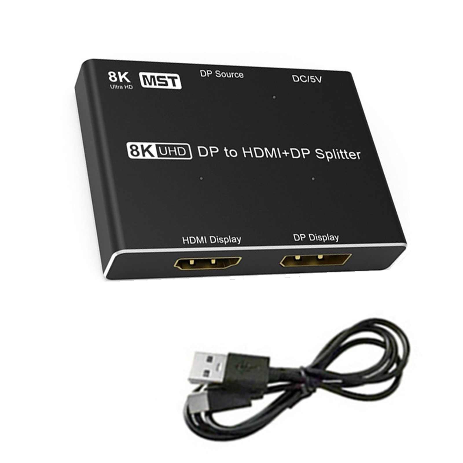 8K 30Hz DP To HDMI/DP Splitter Repeater 1x2 MST Splitter 32.4Gbps For los