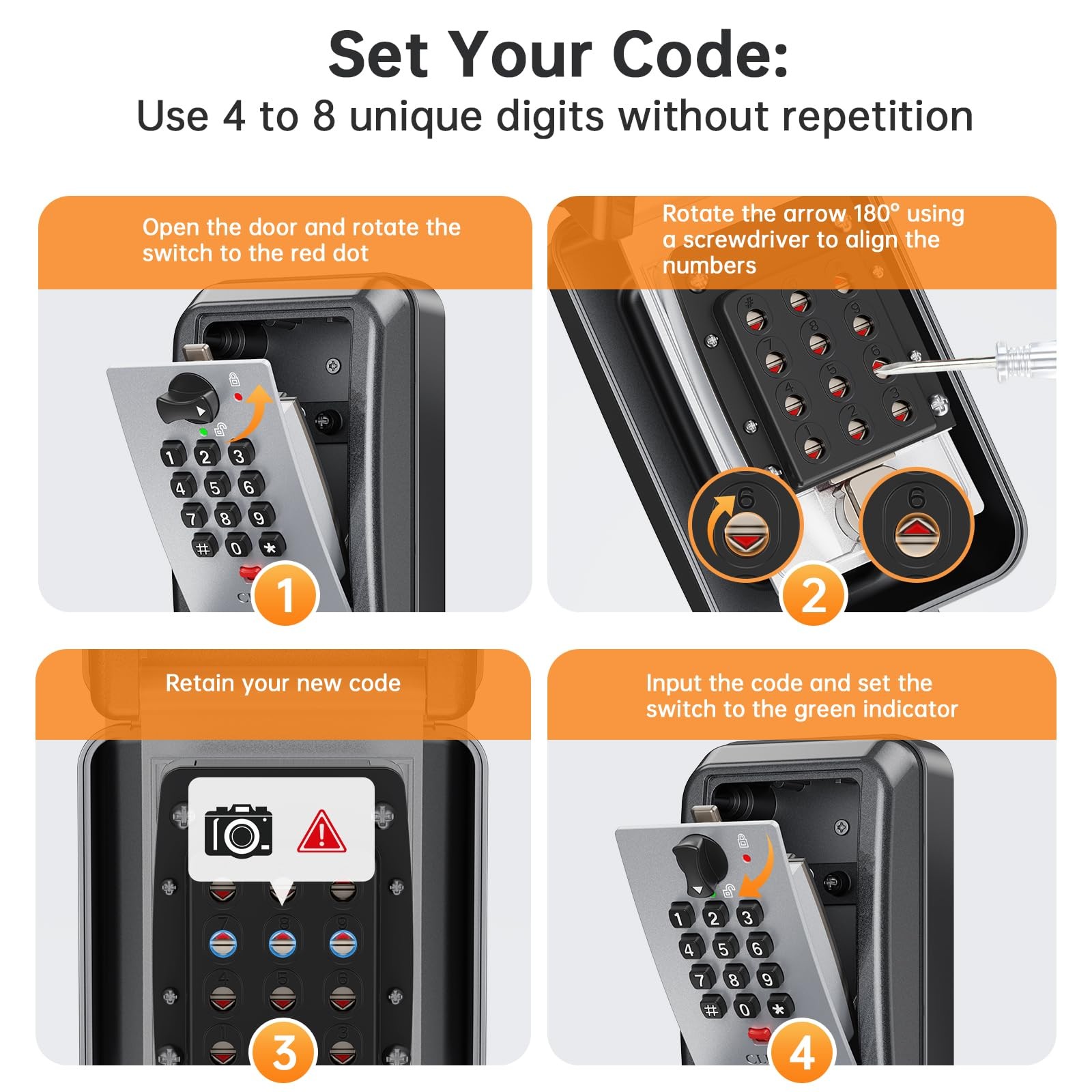 Key Lock Box,Customizable 12-Digit Combination,LockBox for Keys with Resttabl...