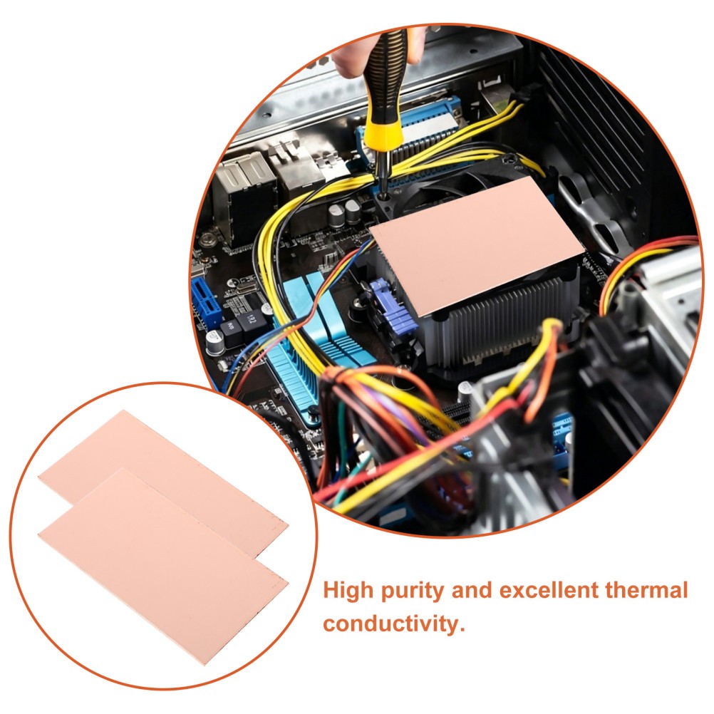 2Pcs Reusable Copper Heatsink Sheet Shims Rose Gold for Computer Cooling CPU GPU