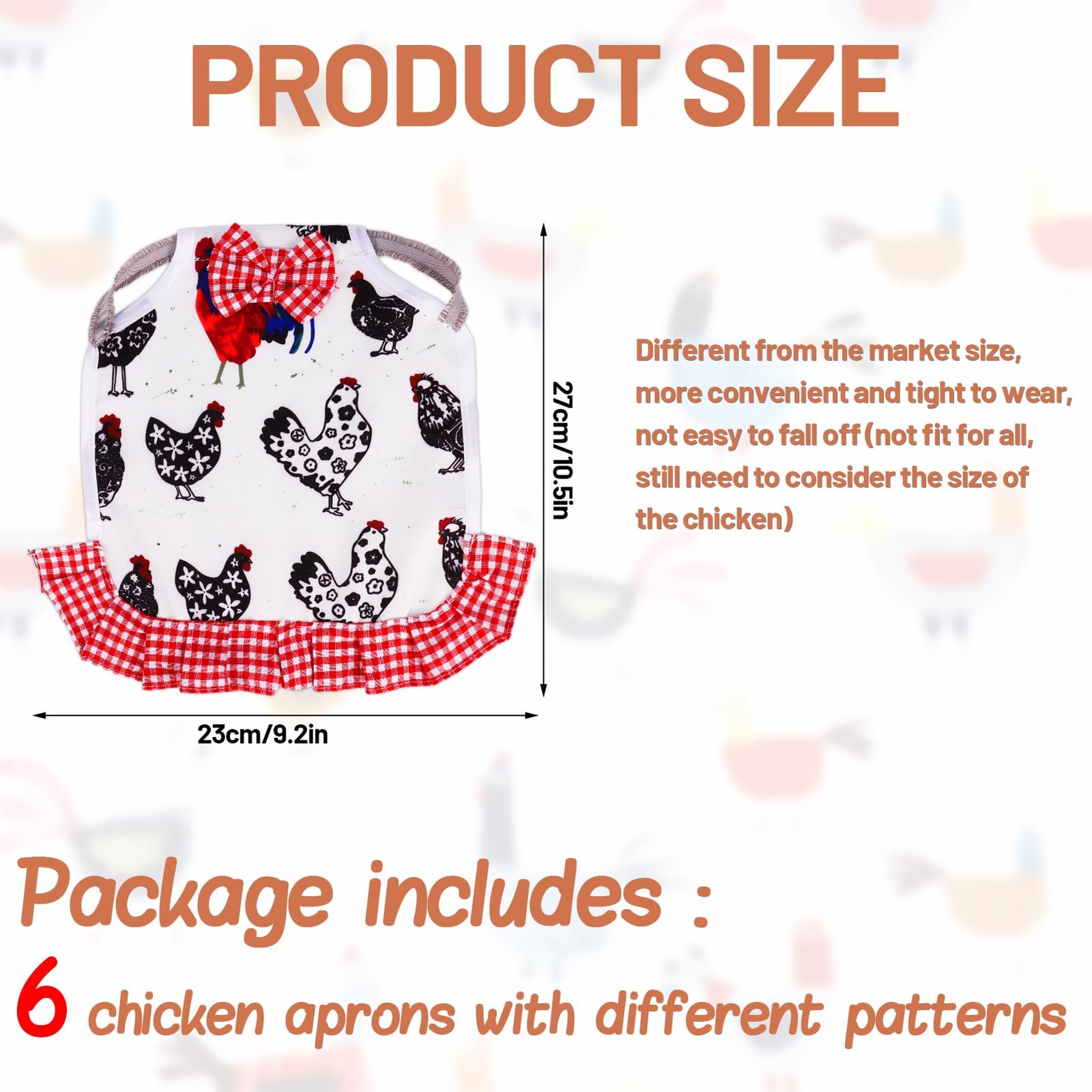 6 Pcs Chicken Saddle for Hens, Chicken Aprons Back Protector for Hens, Chickens